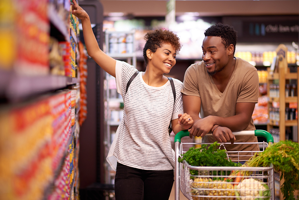 Person shopping for healthy groceries